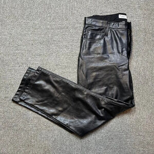 Abercrombie & Fitch 90s Ultra High Rise Straight Faux Black Leather Pants Sz 33
